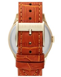 Ted Baker London Croc Embossed Leather Strap Watch 40mm