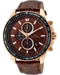 Lucien Piccard Lp 12552 Rg 04 Br Brown Genuine Leatherbrown Chronograph Watches