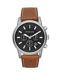 Michael Kors Michl Kors Scout Chronograph Watch In Brown Leather 43mm
