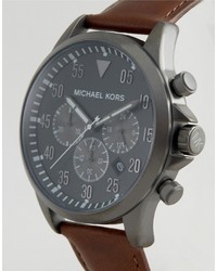 Michael Kors Michl Kors Mk8536 Gage Chronograph Leather Watch In Brown