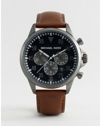 Michael Kors Michl Kors Mk8536 Gage Chronograph Leather Watch In Brown