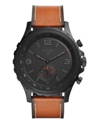 FOSSIL Q Nate Leather Strap Hybrid Smart Watch
