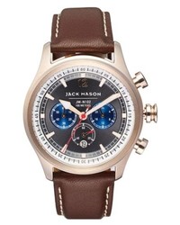 Jack Mason Nautical Chronograph Leather Strap Watch