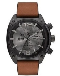 Diesel Overflow Chronograph Leather Strap Watch 46mm X 49mm