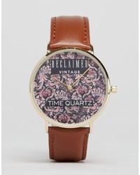 Reclaimed Vintage Paisley Leather Watch In Brown