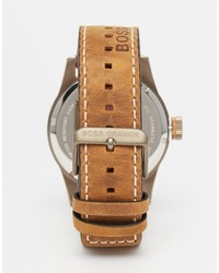Boss Orange Paris Leather Watch In Brown