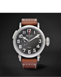 Zenith Pilot Type 20 Gmt 48mm Stainless Steel And Leather Watch
