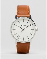 Nixon Porter Leather Watch In Tan