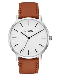 Nixon Porter Round Leather Strap Watch 40mm