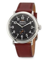 Shinola Runwell Chronograph Stainless Steel Leather Strap Watch
