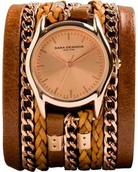 Sara Designs Leather Chain Wrap Watch