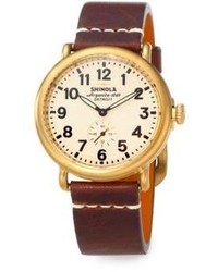 Shinola Runwell Goldtone Pvd Stainless Steel Leather Strap Watch