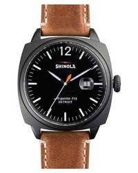 Shinola The Brakeman Leather Strap Watch 46mm Brown Black