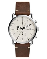 Fossil The Commuter Chronograph Leather Strap Watch