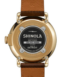 Shinola The Runwell Yellow Gold Watch With Brown Leather Strap 41mm