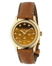Gucci Tigers Eye G Timeless Automatic Leather Watch