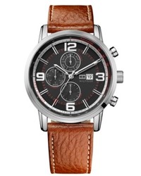 Tommy Hilfiger Watch Brown Leather Strap 44mm 1710336
