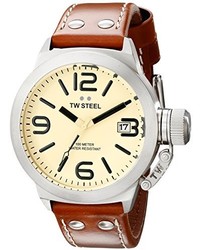 TW Steel Tw1 Canteen Brown Leather Yellow Dial Watch