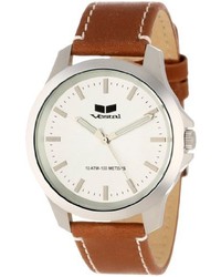 Vestal Unisex Her3l03 Heirloom Stainless Steel Watch With Brown Leather Band