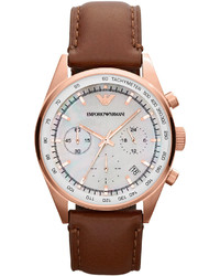 Emporio Armani Watch Chronograph Brown Leather Strap 39mm Ar5996
