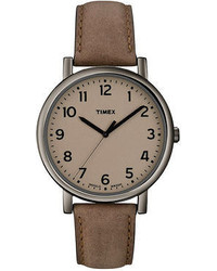 Timex Watch Unisex Premium Originals Classic Brown Leather Strap 42mm T2n957ab