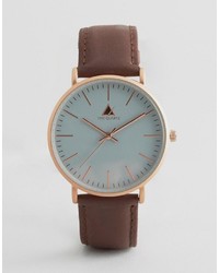 Asos Watch With Brown Leather Strap And Gray Face