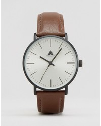 Asos Watch With Leather Strap In Brown