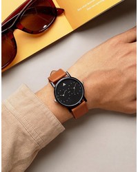 Asos Watch With Tan Faux Leather Strap And Contrast Face