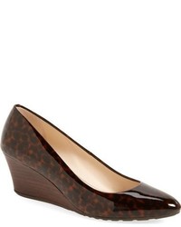 Brown Leather Wedge Pumps
