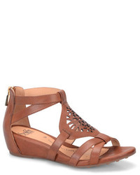 Sofft Breeze Brown Leather Wedge Sandals