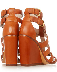 Pour La Victoire Cecile Leather Wedge Sandals
