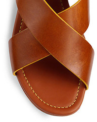 Fendi Claire Crisscross Leather Platform Sandals