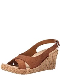 Crocs A Leigh Shimmer Leather Slingback Wedge