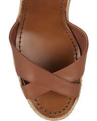Valentino Fringed Leather Espadrille Wedge Sandals
