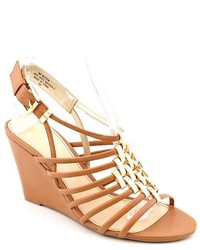 Marc Fisher Butter Brown Open Toe Wedge Sandals Shoes