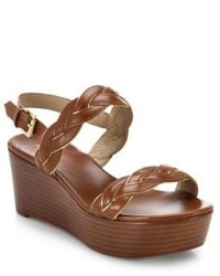 Michael Kors Michl Kors Gabrielle Leather Stacked Wedge Sandals