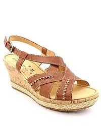 Naturalizer Norma Brown Leather Wedge Sandals Shoes Uk 9