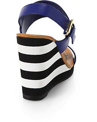 Kate Spade New York Bina Striped Wedge Leather Sandals