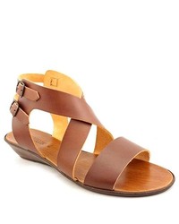 Seychelles Mind Over Matter Brown Leather Wedge Sandals Shoes