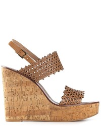 Tory Burch Floral Perforated Wedge Sandals