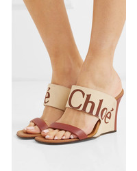 Chloé Verena Canvas And Leather Wedge Sandals