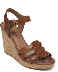 Lucky Brand Willows Leather Open Toe Wedge Sandals