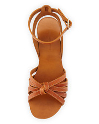 Isabel Marant Zia Leather Platform Wedge Sandal Tan