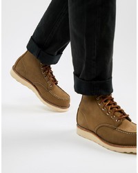Red Wing 6 Inch Classic Moc Toe Boots In Olive Suede