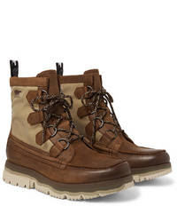 Sorel Atlis Caribou Waterproof Leather And Canvas Boots