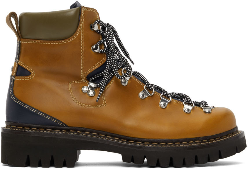 DSQUARED2 Tan Hiking Lace Up Boots, $1,150 | SSENSE | Lookastic
