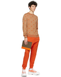 Alexander McQueen Khaki Orange Flat Zip Pouch