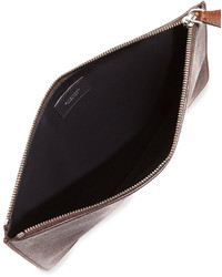 Givenchy Large Pony Embossed Leather Pouch Brown