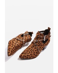 Topshop Kas Leopard Print Ankle Boots