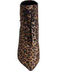 Saint Laurent Leopard Print Point Toe Ankle Booties